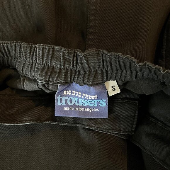 Big Bud Press Chino Pants Womens Small Black Pleated Tapered Twill Trousers - Picture 7 of 9